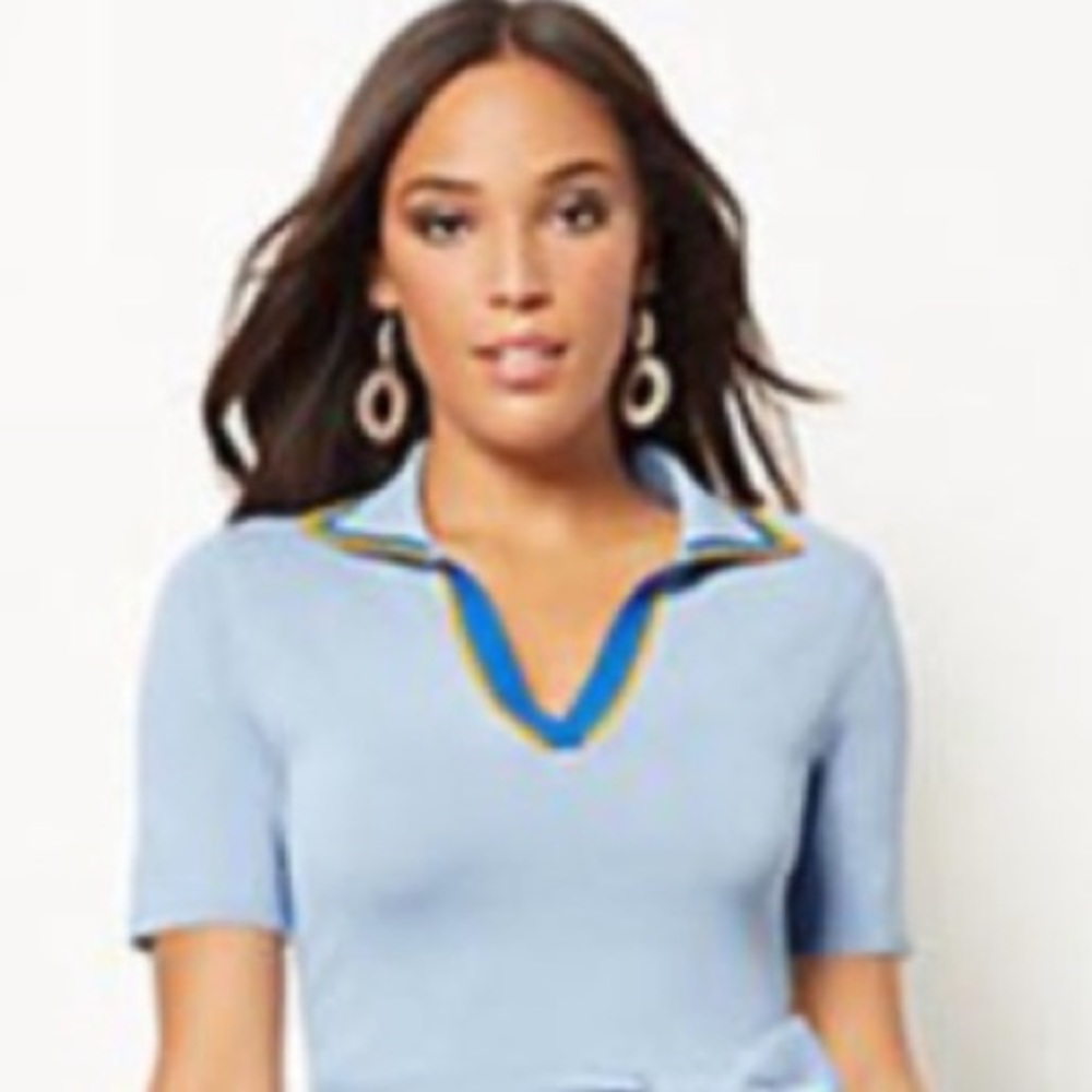 NY & Co. Eva Mendes Collection NWT Baby Blue Polo Sweater size M